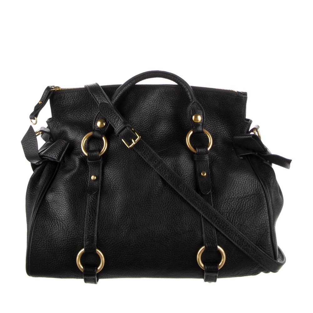 Authentic Miu Miu Black Large Top Handle Bag With… - image 7
